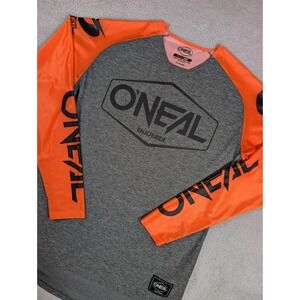O'Neal Enjoy the Ride Motocross Jersey Mens Large Grey Orange Long Sleeve Bear